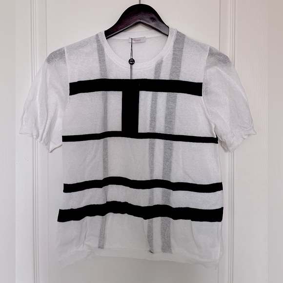 RIANI Tops - NWT Riani Striped Sheer T-Shirt